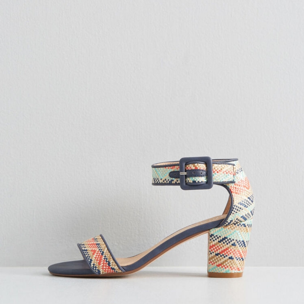 Modcloth Sidewalk Strut Woven Ankle Strap Heels 8 - Picture 2 of 8